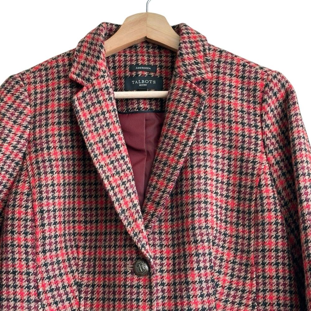 Talbots Shetland Aberdeen wool-blend blazer houndstooth plaid Tweed Preppy 8P - Picture 5 of 8